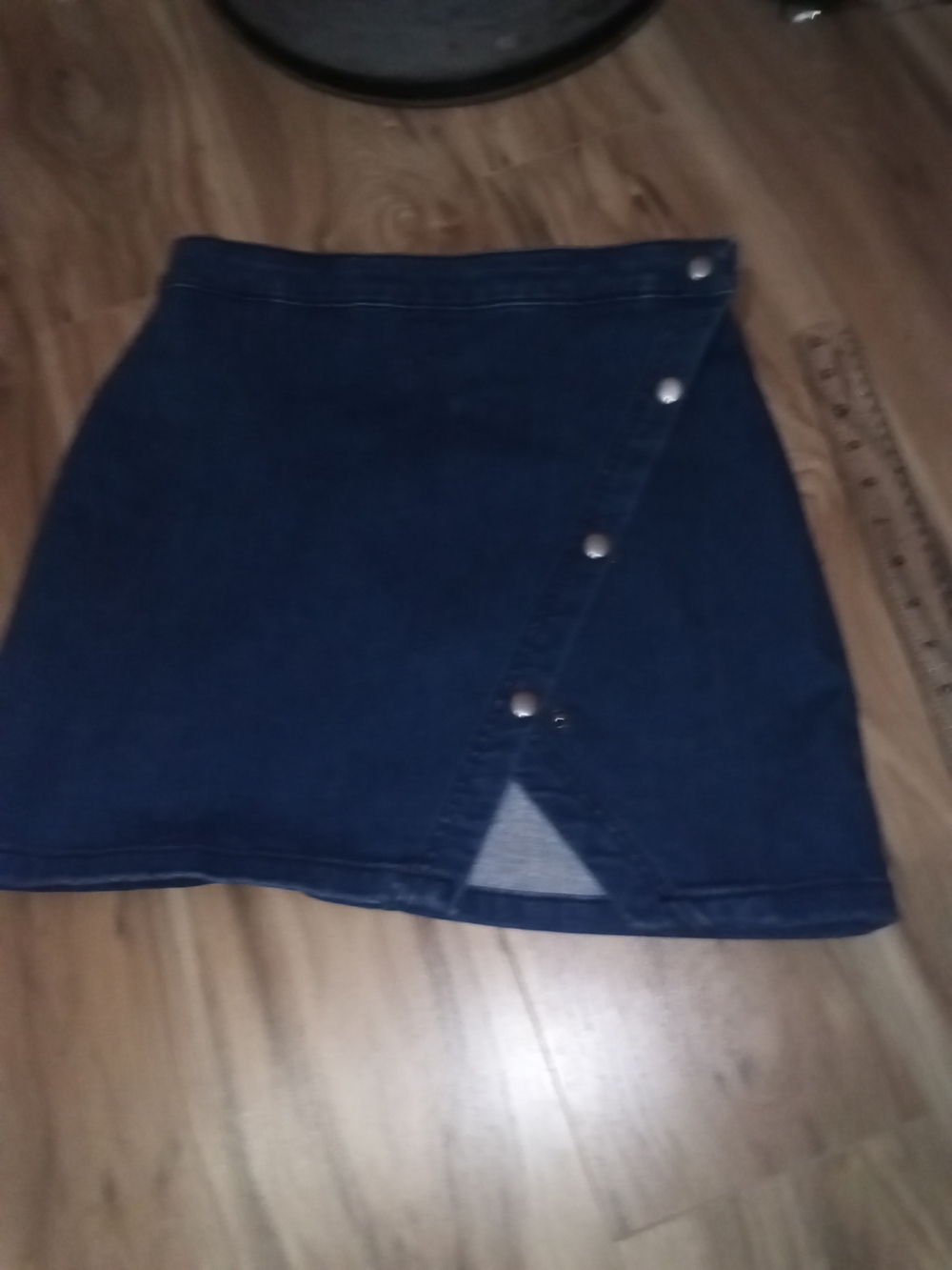 We The Free - Dark Blue Denim Snap-Front Mini Skirt